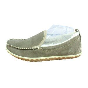 LL Bean Cement Suede Slip-On Fleece Lined Mountain Moccasin Slippers Size 9 M